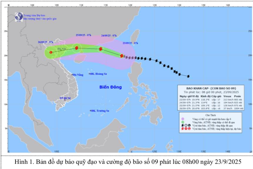 Cập nhật tình hình cơn bão Ragasa sáng 23-9