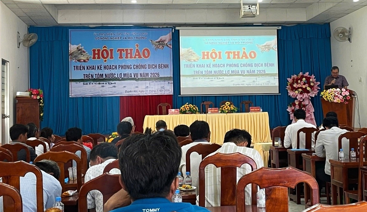 Vĩnh Long Hội thảo triển khai kế hoạch phòng chống dịch bệnh trên tôm nước lợ mùa vụ 2026