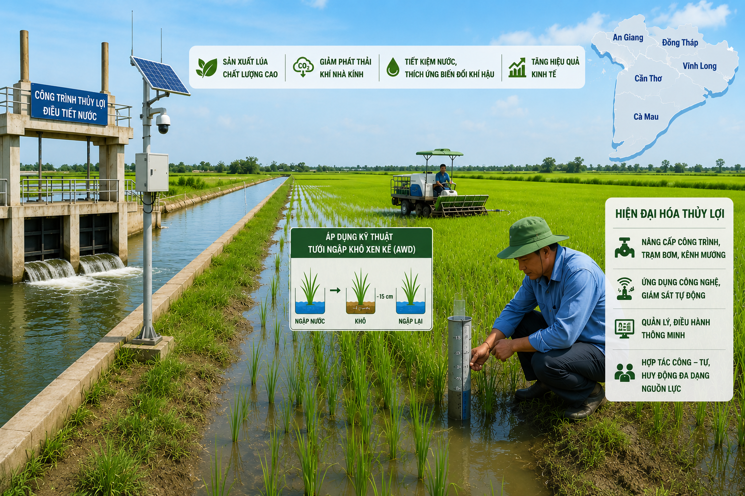 Thủy lợi thông minh - điều kiện để Đề án 1 triệu ha lúa phát huy hiệu quả