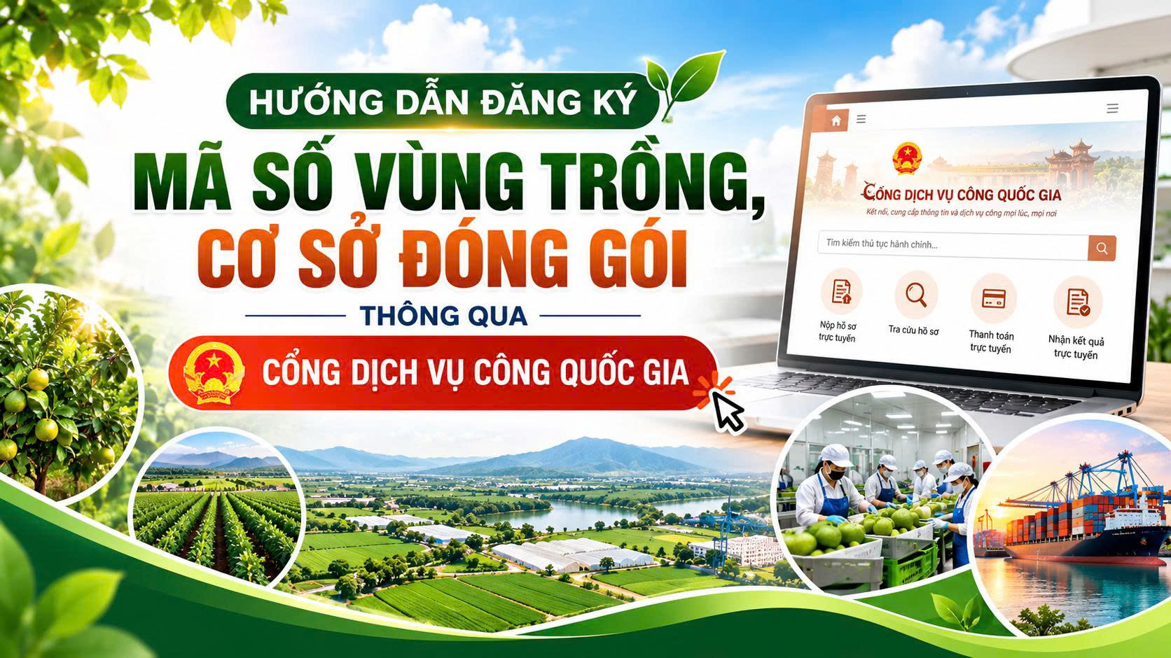 Hướng dẫn đăng ký điện tử mã số vùng trồng, mã số cơ sở đóng gói trên Cổng Dịch vụ công Quốc gia